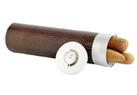 Katzs® Leather Aluminum Tube w/Hygrometer & Humidifier Humidor (Brown Lizard Pattern)