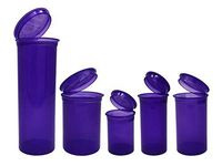 DRAM 5 Pack Squeezetops® Medicine Bottle RX Wellness Containers 08,13, 19, 30, 60 Drams (Violet - Transparent)