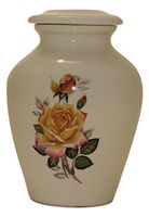 Yellow Rose Urn- Cremation Urn or Keepsake for Ashes - Hand Made Pottery (x-Small 29 Cubic Inches)