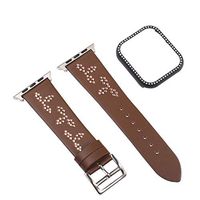 Watch Band,Meet&sunshine Watch Band for Apple Watch 4 Series Leather Replacement Bracelet + Frame 40mm (B)