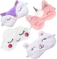 4 Pack Cute Animal Unicorn Sleep Mask for Girls Soft Plush Blindfold Cute Unicorn Fox Alpaca Sleeping Masks Eye Cover Eyeshade for Kids Teens Girls Women Plane Travel Nap Night Sleeping