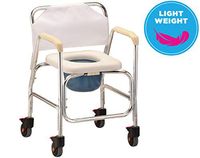 NOVA Lightweight Rolling Shower Commode Chair with Locking Wheels, Wheeled Combo Commode Chair for Bedside, Over The Toilet & Shower, Commode Chair with Padded Seat