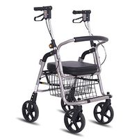 III- Medline Rollator Walker with Seat and Wheels, Folding Walker for Seniors with Microban Antimicrobial Protection, Durable Steel Frame Supports Up to 130kg
