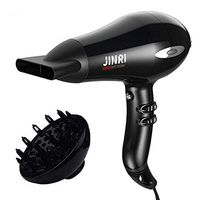 JINRI Professional Salon Hair Dryer, Powerful 1875W Ceramic Tourmaline Blow Dryer, Lightweight Quiet AC Motor Negative Ionic Hairdryer with Concentrator & Diffuser, Black