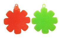 JJMG New Multipurpose Antibacterial Silicone Scrub Scrubber Sponge for Dishwashing, Make up Brush Cleaner lot (Orange + Green Set of 2)