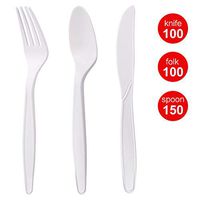 100% Compostable Disposable Cutlery Combo Set, 350 Ct Biodegradable Forks Spoons and Knives, 7" Large Utensils, Eco-friendly and Heat Resistant by SZUAH