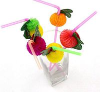 Assorted Fruit Straws - 50 or 100 Pieces For Birthdays,Luau, Hawaiian Theme (assorted straws 100 pcs)
