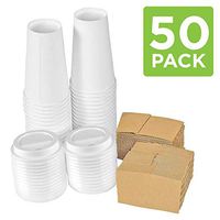 Disposable Coffee Cups with Lids 16 oz – Pack of 50, Cold/Hot Beverage Paper Cups with Sleeves
