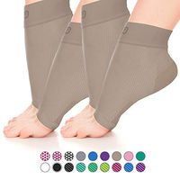 Go2 Plantar Fasciitis Socks|Best Ankle Compression Brace 22-25 mmHg|Arch Support Joint Heel Pain Relief|Foot Sleeves for Women and Men Reduce Swelling|Relieve Achilles Tendonitis(2P Solid Nude,Small)