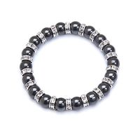 Black and Crystal Magnetic Therapy Stretch Bracelet (Size Small - 7")