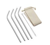 Outset 76624 Stainless Steel Bent Long Reusable Straws, 1 x 3.5 x 11.75 inches