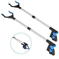 Housolution Reacher Grabber Tool, 32" Foldable Pickup Tool, Lightweight Aluminum Reaching Aid with Rotating Rubber Gripper, Long Arm Extender for Elderly, Litter Trash Picker, Garden Nabber, Blue