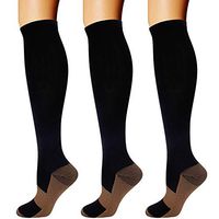 3 Pairs Compression Socks for Women Men 20-30mmhg Knee High Stocking for Running