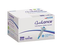 Optilance Push-Button Safety Lancets, 28 G, 1.2 Mm Puncture Depth, 200 Count, Lancing Device NOT Required