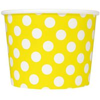 Yellow Paper Dessert Cups - 12 oz Polka Dotty Ice Cream Bowls - Perfect For Your Yummy Foods! Many Colors & Sizes - Frozen Dessert Supplies - 50 Count