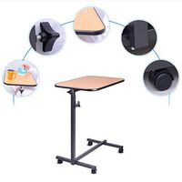 CX Adjustable Overbed Bedside Table and Laptop Desk Mobile Care Bed Dining Table 180° Tilting 4 Lockable Casters for Hospital and Home Use