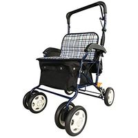 TYJ-USA Elderly Walker Light Can Be Placed to Push The Shopping Cart Adjustable Folding Widening Travel Aluminum Four-Wheeled Cane Can Sit The Walker (Color : Black, Size : 6653.5cm)