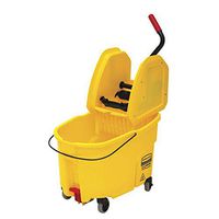 Rubbermaid 44 qt Yellow Plastic WaveBrake Mop Bucket with Down Press Wringer