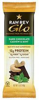 Raw Rev Glo Protein Bars, Dark Chocolate, Cashew & Mint, 1.6 Ounce (Pack of 12), 12g Protein, 5g Sugar, 12g Fiber, Vegan, Plant-Based Protein, Gluten-Free Snack Bar