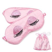 Silk Eye Sleep Mask Soft Sleeping Mask with Adjustable Elastic Strap Sequin Eyelashes Blindfold Comfort Eye Shade Cover for Kids Girl Women Men