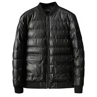 Alvinm Men's Leather Jacket Autumn&Winter Biker Motorcycle Zipper Outwear Coat Black