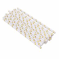 ISKYBOB Set of 100 Metallic Gold Stars Drinking Paper Straws for Valentine's Day Wedding Party Biodegradable Straw