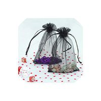 20Pcs Organza Bags Jewelry Wedding Birthday Decoration Storage Bag Candy Draw Pocket Supplies DIY Gift Chocolate Package Boxes,Black,10X15cm