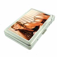 Alabama Pin Up Girls Bama USA D13 Cigarette Case Lighter Smoking King Size Cigarettes Silver Metal Wallet 4" X 2.75" RFID Protection