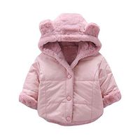 Baby Girls Winter Fleece Coat, Toddler Kids Cold Weather Hoodie Snowsuit Cartoon Bear Ear Warm Thick Jacket Outwear (Pink, 12-18 Months)