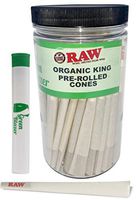 Raw Pre-Rolled Cones Organic King: 100 Pack - Hemp Rolling Papers with Filters - Extra Clean and Slow Burning Cone Made of Pure Hemp - Bonus Doob Tube Included