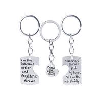 Tugend-Ära Latest Collecton Key Ring The Love Between Mother & Daughter Father's Day Heart Key Chain in Silver Color