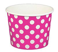 Black Cat Avenue Paper Ice Cream Cups, Polka Dot, Pink, 16 Ounce, 50 Count