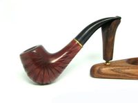 "Shell" pear wood handmade wooden tobacco pipes smoking pipe for 9 mm filter + Pouch