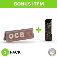 OCB Rolling Papers - Virgin 1 1/4 (3) with LED Lighter