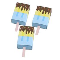 Kingsley 50pcs Prince Ice Cream Wedding Favours Vintage Kraft Paper Candy Gift Boxes, Boxes, Cube Gift Boxes, Blue Box with Yellow with Brown