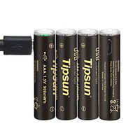 Tipsun USB AAA Batteries-The Lithium Ion AA Rechargeable Batteries in 1.5V 400mAh with 4 in 1 USB Fast Charging, Not Need Extra Batteries Charger
