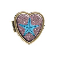 GDEE Single Blue Starfish Custom Fashion Bronze Heart Shaped Pill Box Holder Management Case Decorative Box Or Wallet
