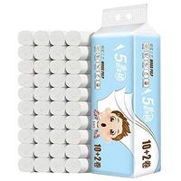 12Pcs Soft Skin-Friendly Paper 5-Ply Toilet Paper Home Kitchen Toilet Bathroom Tissue for Adults & Children (White)