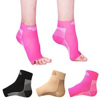 Alvada Plantar Fasciitis Support Compression Socks Foot Sleeves - Comfortable Arch Support - Quick Pain Relief, Reduced Soreness - Graduated Compression Brace - Faster Recovery Pink LXL