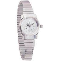 Ladies Chrome Quartz Braille Watch with Chrome Expansion Band
