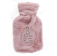 LLQ Hot Water Bottle Hand Warmer, Winter 1 Liter Hot Water Rubber Bag with Flannel Cover Portable Reusable Hot & Cold Therapies Pain Relief - Pink