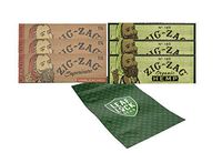 Zig Zag Unbleached 1 1/4 Rolling Paper (3 Packs), Zig Zag Organic Hemp 1 1/4 Rolling Papers (3 Packs), with Leaf Lock Gear Smell Proof Pouch- 7 Item Bundle
