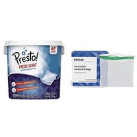 Amazon Brand - Presto! Premium Dishwasher Detergent Pacs, Fresh Scent, 67 Count & Solimo Sandwich Storage Bags, 300 Count