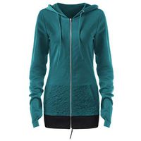 HNTDG Women's Back Lace Up Long Sleeve Casual Blouse Zip Up Hoodie Sweatshirt Cotton Light Jacket Green