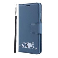 Samsung Galaxy Note 10 Case, 3D Shockproof Wallet Notebook Phone Case Embossed Cute Cat PU Leather Flip Cover with Magnetic Closure Stand Card Holder Slot Folio TPU Bumper Protective Skin Navy Blue