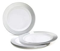 " OCCASIONS" 240 Plates Pack, Heavyweight Disposable Wedding Party Plastic Plates (6.25'' Dessert/Bread Plate, Diamond in White & Silver)