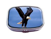 Guojew Nature animals bald eagles Custom Fashion Square Pill Box Tablet Holder Pocket Purse Organizer Case Decoration Box