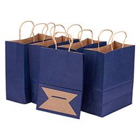 BENECREAT 30 Pack Dark Blue Kraft Paper Bags with Twisted Handles(8.25x4.35x10.5"), Shopping/Party Favor/Gift Bags for Valentine's Day, Birthday Wedding Parties, Holidays and Other Occasions