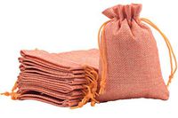 Sansam 50pcs 7.0x9.0cm/2.8''x3.6'' Orange Color Small Drawstring and Lining Hemp/Hessian Bags, Jewelry Pouches, Wedding Favors, Jewelry Packing, Gift Bags