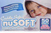 NUSOFT Hypoallergenic Fabric Softener Dryer Sheets